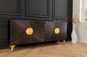 BUFET/ COMODA 177CM, DIN LEMN MASIV DE MANGO SI METAL, CU ORNAMENTE 3D, ARTIM GROUP SELECTION