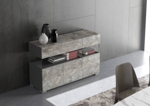 BUFET LIVING 129CM, FLOAT MARBLE, COD 5064, STIL MODERN, REALIZATA PANOURI LAMINATE, EFECT MARMURA - Img 4