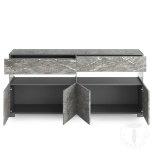 BUFET LIVING 172CM, FLOAT MARBLE, COD 5063, STIL MODERN, REALIZATA DIN PANOURI LAMINATE, EFECT MARMURA - Img 3