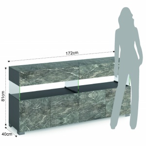 BUFET LIVING 172CM, FLOAT MARBLE, COD 5063, STIL MODERN, REALIZATA DIN PANOURI LAMINATE, EFECT MARMURA - Img 5