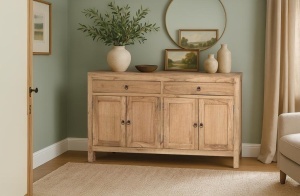 BUFET LIVING DIN LEMN 140CM, COD 2347, LEMN DE MINDI SI METAL, ARTIM GROUP SELECTION
