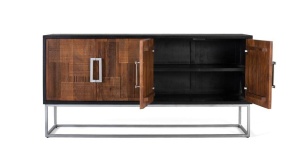 BUFET LIVING, DIN LEMN DE MANGO SI METAL, CU 4 USI, STIL RETRO GINER Y COLOMER - Img 2