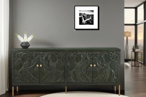 BUFET LIVING, PEACOCK 175CM, LEMN DE MANGO 3D, ASPECT ANTICHIZAT VERDE INCHIS, REALIZAT MANUAL, ARTIM GROUP SELECTION