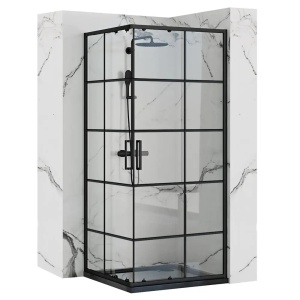 CABINA DE DUS CONCEPT 90X90, NEAGRA, CU CADITA SAVOY ALBA, CALITATE SUPERIOARA