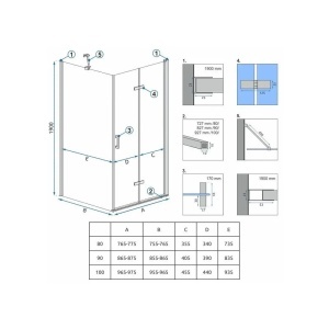 CABINA DE DUS MOLIER 90X80, CROM, CALITATE SUPERIOARA - Img 5