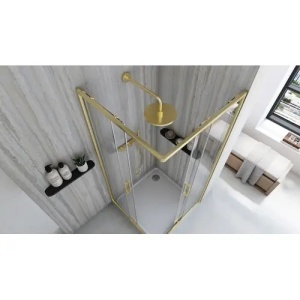 CABINA DE DUS REA CITY 80X80, GOLD BRUSH, CU CADITA SAVOY NEAGRA, CALITATE SUPERIOARA - Img 3