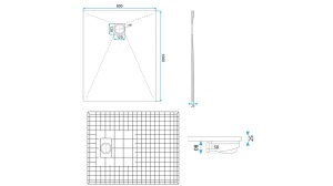 CADITA DE DUS REA MAGNUM, 100x80 CM, GRI, DIN COMPOZIT, CALITATE SUPERIOARA - Img 8