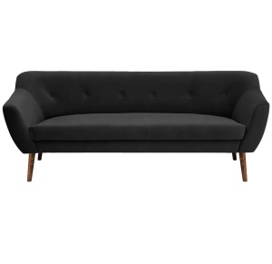 CANAPEA 3 LOCURI BERGAMO, NEGRU/NUC, DESIGN SCANDINAV