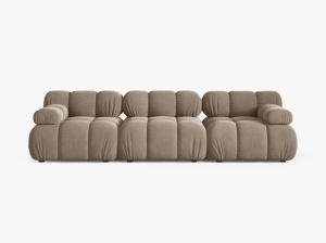 CANAPEA BELLIS, CU 3 LOCURI, CAPPUCCINO, CU TAPITERIE DIN CATIFEA BLUVEL, MICADONI