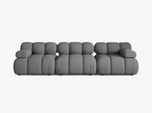 CANAPEA BELLIS, CU 3 LOCURI, GRI, CU TAPITERIE DIN MATERIAL STRUCTURAT LIBERTY, MICADONI