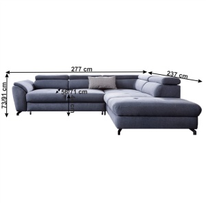 CANAPEA COPER, MODEL DREAPTA, GRI, DIN TEXTIL/STOFA, EXTENSIBIL, SPATIU DEPOZITARE, STIL MODERN, TK - Img 3