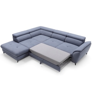CANAPEA COPER, MODEL STANGA, GRI, DIN TEXTIL/STOFA, EXTENSIBIL, SPATIU DEPOZITARE, STIL MODERN, TK - Img 2