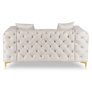 CANAPEA DEOSEBITA 2 LOCURI, ARTIM MEBLE, MATERIAL TEXTIL( CATIFEA) SI SUPORT METALIC, CULOARE CREM/AURIU, STIL MODERN - Img 5