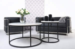 CANAPEA DUBLA NEAGRA DIN PIELE NATURALA SOFT LC2 STIL MODERN - Img 8
