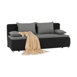CANAPEA EXTENSIBILA NOAH, NEGRU/GRI, DIN TEXTIL/STOFA, CU SPATIU DE DEPOZITARE, STIL MODERN, TK