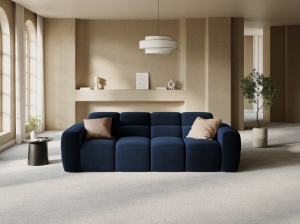CANAPEA LISA, 4 LOCURI, 265 CM, ALBASTRU ROYAL, TAPITERIE DIN CATIFEA, DESIGN DEOSEBIT