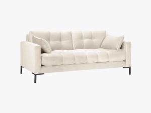CANAPEA MAMAIA, 2 LOCURI, 152 CM, BEJ DESCHIS 22/NEGRU, TAPITERIE DIN CATIFEA, DESIGN DEOSEBIT - Img 2