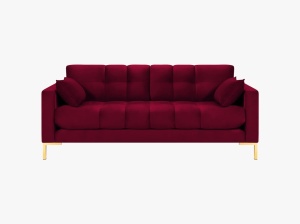 CANAPEA MAMAIA, 2 LOCURI, 152 CM, ROSU INCHIS 59/AURIU, TAPITERIE DIN CATIFEA, DESIGN DEOSEBIT - Img 3