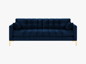 CANAPEA MAMAIA, 3 LOCURI, 177 CM, ALBASTRU ROYAL 86/AURIU, TAPITERIE DIN CATIFEA, DESIGN DEOSEBIT - Img 3