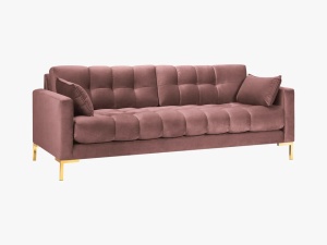 CANAPEA MAMAIA, 3 LOCURI, 177 CM, ROZ 52/AURIU, TAPITERIE DIN CATIFEA, DESIGN DEOSEBIT
