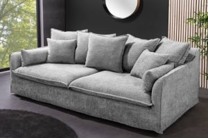 CANAPEA MATERIAL BOUCLE 200CM, TEDDY, CULOARE GRI, DESIGN MODERN, COD 44190 - Img 1