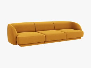 CANAPEA MILEY, 3 LOCURI, 259 CM, GALBEN 68, TAPITERIE DIN CATIFEA, DESIGN DEOSEBIT - Img 2