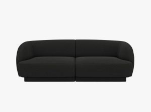 CANAPEA MILEY, CU 2 LOCURI, NEGRU, CU TAPITERIE DIN TEXTIL BOUCLE BALOO, MICADONI
