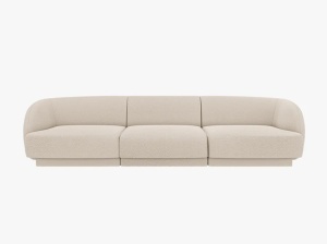 CANAPEA MILEY, CU 3 LOCURI, BEJ, CU TAPITERIE DIN TEXTIL BOUCLE BALOO, MICADONI - Img 2
