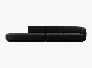 CANAPEA MILEY, CU 4 LOCURI, PE STANGA, GRI ATRACIT, CU TAPITERIE DIN TEXTIL CHENILLE EDEN, MICADONI