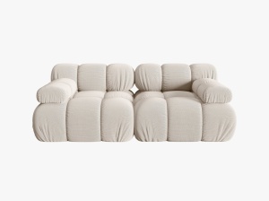 CANAPEA MODULARA BELLIS, 2 LOCURI, 188 CM, BEJ DESCHIS 23, TAPITERIE DIN CATIFEA 3D, DESIGN DEOSEBIT - Img 2