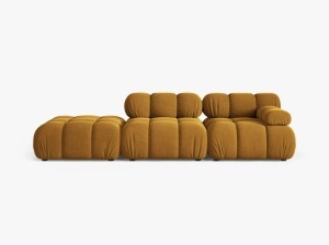 CANAPEA MODULARA BELLIS, PE STANGA, GALBEN, CU TAPITERIE DIN CATIFEA BLUVEL, MICADONI
