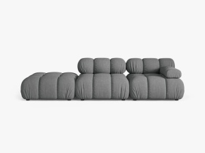 CANAPEA MODULARA BELLIS, PE STANGA, GRI, CU TAPITERIE DIN TEXTIL STRUCTURAT LIBERTY, MICADONI