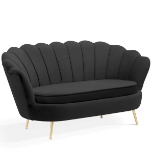 CANAPEA MUSCLE CU DOUA LOCURI, NEGRU/AURIU, DESIGN MODERN, ATR