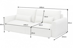 CANAPEA PENTRU 3 PERSOANE INVICTA HAMPTONS 40563, GRI, DIN LEMN SI POLIESTER, STIL MODERN, TH - Img 5
