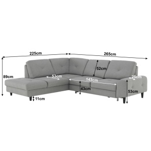 CANAPEA PRAGA, MODEL STANGA, GRI, DIN STOFA, EXTENSIBILA, SPATIU DEPOZITARE, STIL MODERN, TK - Img 3