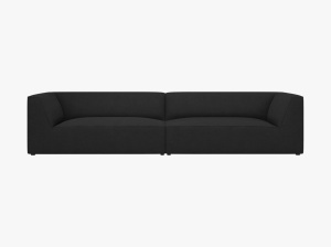 CANAPEA RUBY, CU 4 LOCURI, NEAGRA, CU TAPITERIE DIN TEXTIL STRUCTURAT OTTAWA, MICADONI