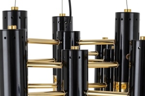 CANDELABRU LUNETTE, NEGRU/AURIU, DIN METAL, STIL MODERN, B2 - Img 4