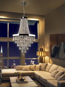 CANDELABRU PALACE, 170/270 CM, CROM/FUMURIU/TRANSPARENT, DIN METAL SI STICLA, STIL MODERN - Img 3