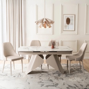 CEL MAI MIC PRET!!!MASA EXTENSIBILA 160-240CM, ARTIM MEBLE, REALIZATA DIN METAL SI CERAMICA, CULOARE MARMURA ALBA/CREM, STIL MODERN - Img 6