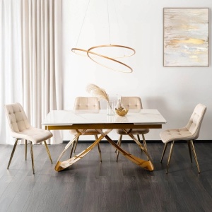 CEL MAI MIC PRET!!!MASA EXTENSIBILA 160-240CM, ARTIM MEBLE, REALIZATA DIN METAL SI CERAMICA, CULOARE MARMURA ALBA/AURIU, STIL MODERN - Img 4