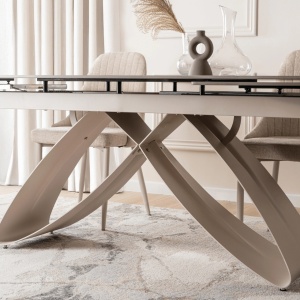 CEL MAI MIC PRET!!!MASA EXTENSIBILA 160-240CM, ARTIM MEBLE, REALIZATA DIN METAL SI CERAMICA, CULOARE MARMURA GRI/CREM, STIL MODERN - Img 6