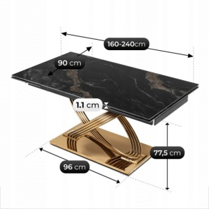 CEL MAI MIC PRET!!!MASA EXTENSIBILA 160-240CM, ARTIM MEBLE, REALIZATA DIN METAL SI CERAMICA, CULOARE MARMURA NEAGRA/AURIE, STIL MODERN - Img 9