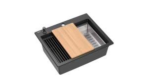 CHIUVETA BUCATARIE REA KURT 110 WORKSTATION, NEGRU, DIN GRANIT, CALITATE SUPERIOARA