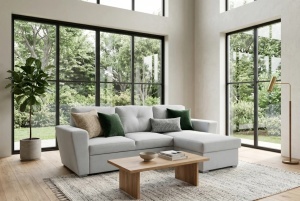 COLTAR CU SPATIU DE DEPOZITARE, APARTMENT 245CM, 3 LOCURI, REALIZAT DIN MATERIAL TEXTIL, DE CULOARE BEJ, ARTIM GROUP