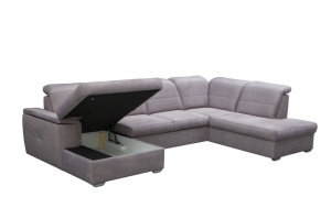 COLTAR EXTENSIBIL 320CM, BERGAMO U, GRI DESCHIS, DIN STOFA FINA DE CALITATE SUPERIOARA