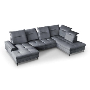 COLTAR EXTENSIBIL DEOSEBIT, BRUNO U 364CM, DIN TEXTIL FOARTE FIN DE CULOARE GRI, CONFORT SPORIT