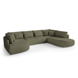 COLTAR FIX IN FORMA DE U, 380CM, CONFECTIONAT DIN MATERIAL TIP CHENILLE, VERDE OLIVE, JACOBS, STIL MODERN