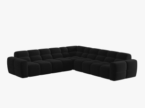 COLTAR LISA, 6 LOCURI, 310 CM, NEGRU, TAPITERIE DIN CATIFEA, DESIGN DEOSEBIT - Img 2