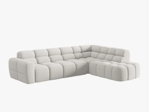 COLTAR LISA, DREAPTA, 5 LOCURI, 293 CM, GRI DESCHIS 01, TAPITERIE DIN STOFA, DESIGN DEOSEBIT - Img 2