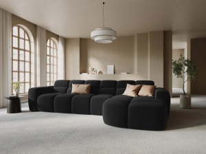 COLTAR LISA, DREAPTA, 5 LOCURI, 310 CM, NEGRU, TAPITERIE DIN CATIFEA, DESIGN DEOSEBIT
